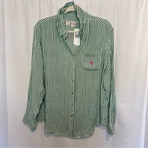 Vintage Havana Striped Button-Down Shirt - Swimsuit Cover Up Resort Wear S NWT